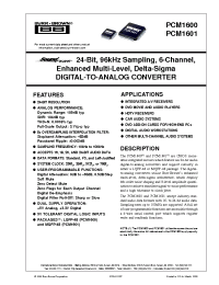 Datasheet  PCM1600