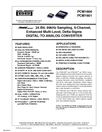 Datasheet  PCM1601